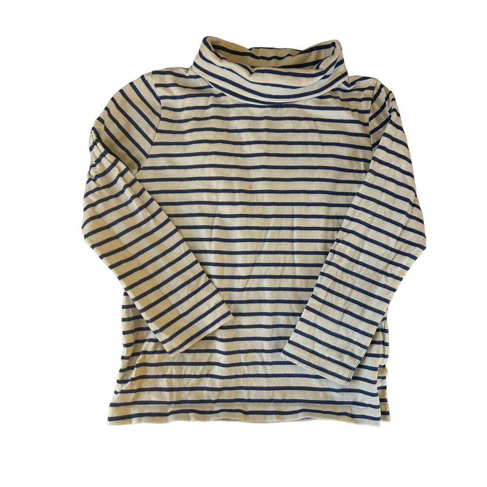 Mini Boden White And Blue Turtleneck Shirt size 5-6